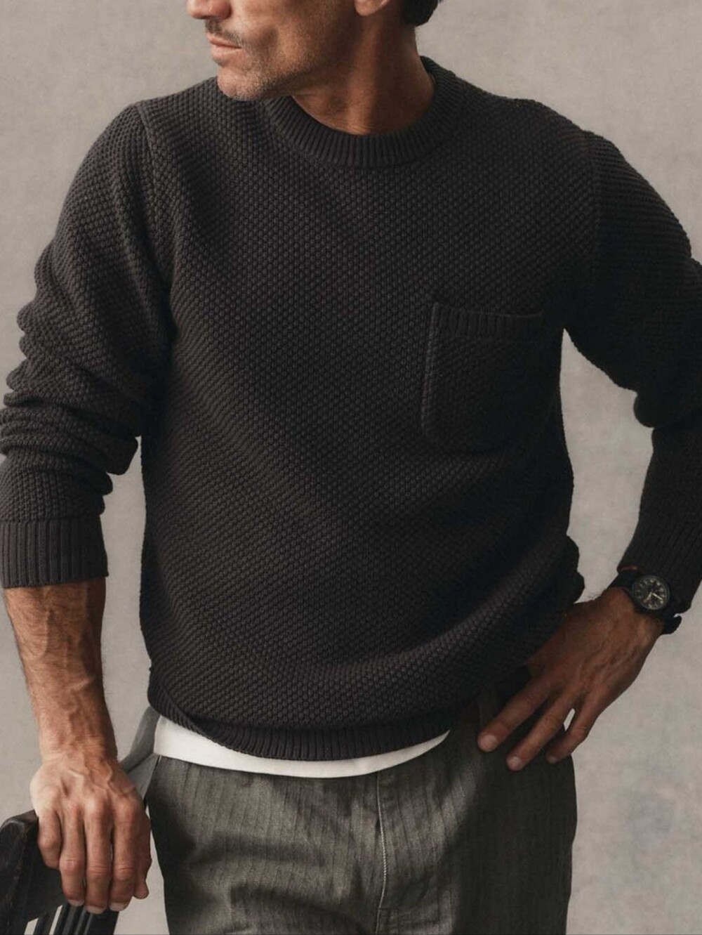 Taylor Stitch The Crawford Crew Sweater in washed black Size L